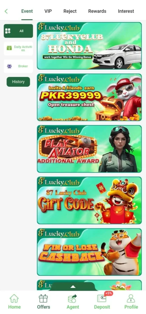 87 Lucky Club Events